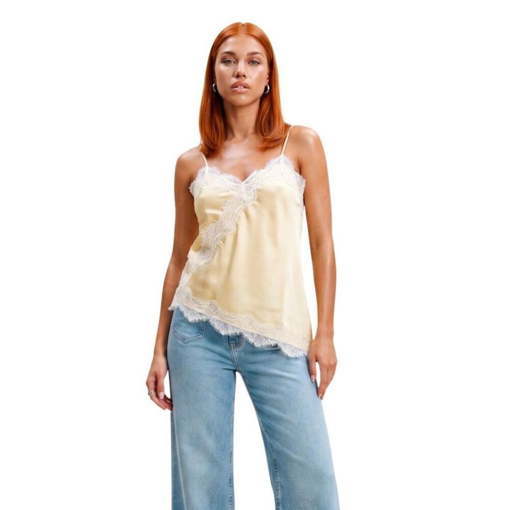 Jacqueline De Yong Beige Polyester Tank Women's Tops
